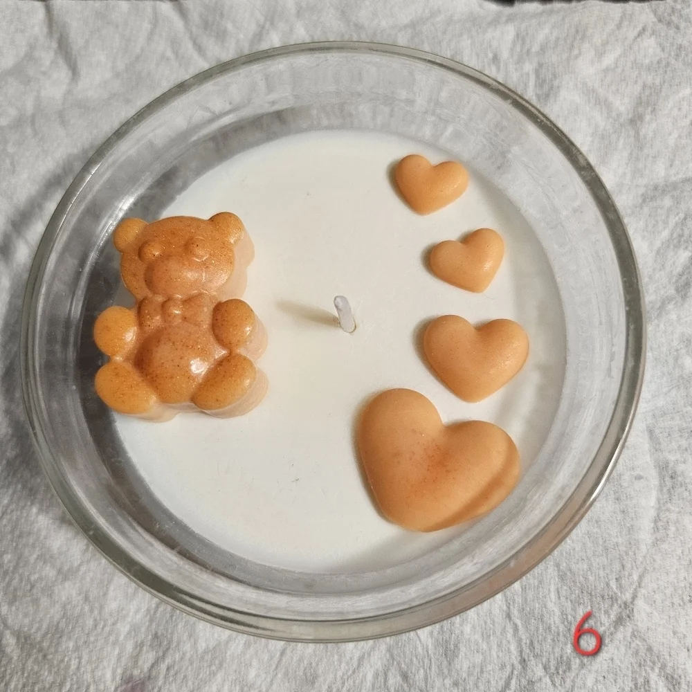 6 Personalized Orange Bear Scented Baby Shower Birthday Candle Favors Giveaways